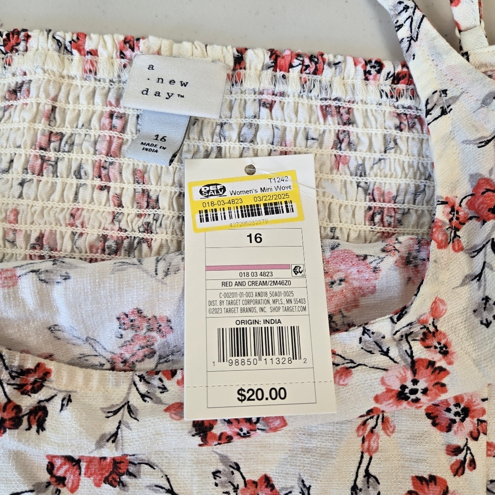 NWT A New Day Floral Mini Dress Size 16 - Picture 7 of 14